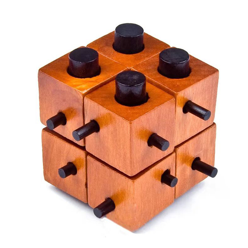 Brain Teaser Cube - Drewniane łamigłówki logiczne – gra z